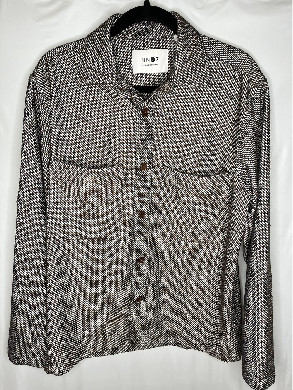 NWOT NN07 Men's Dark Brown/Frode Button Down Shirt Size Small